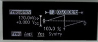 Model 645 graph mode display showing the active waveform and signal settings