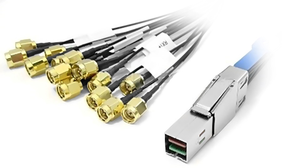AT-LVDS-SMA8 mini-SAS HD to 16 SMA breakout cable for the BNC ArbRider AWG series
