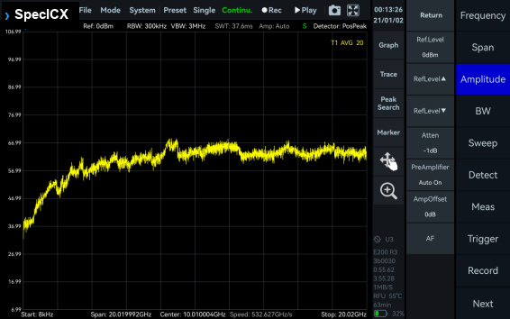 Antenna Factor measurement screen on the ICX-FieldHawk
