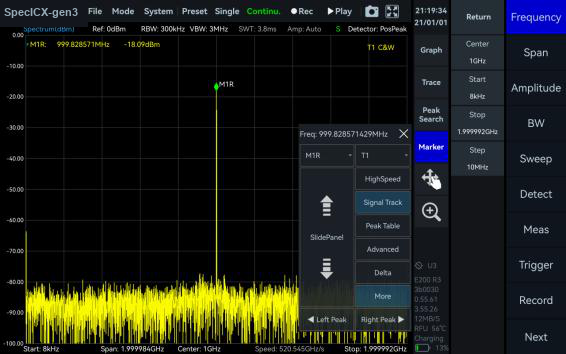 SpecICX-gen3 screenshot: Signal Track