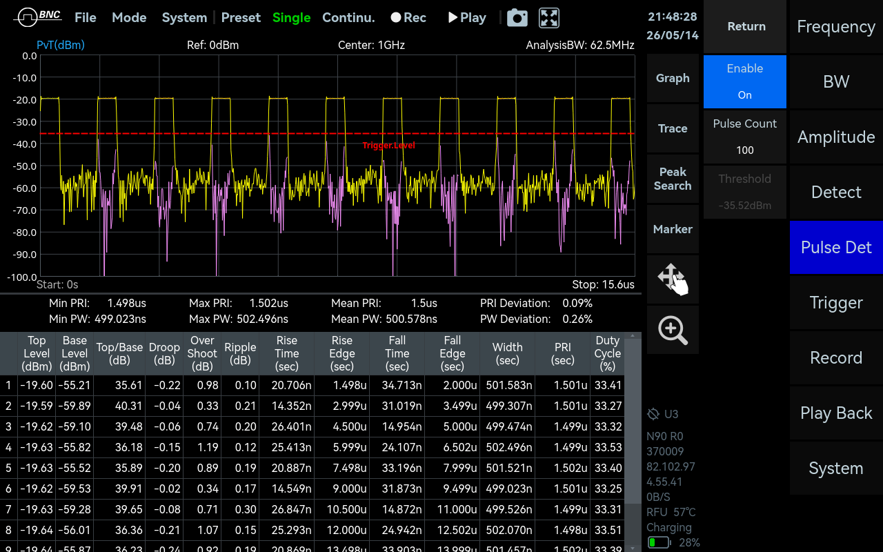 SpectraCore screenshot: Pulse Detection (option).