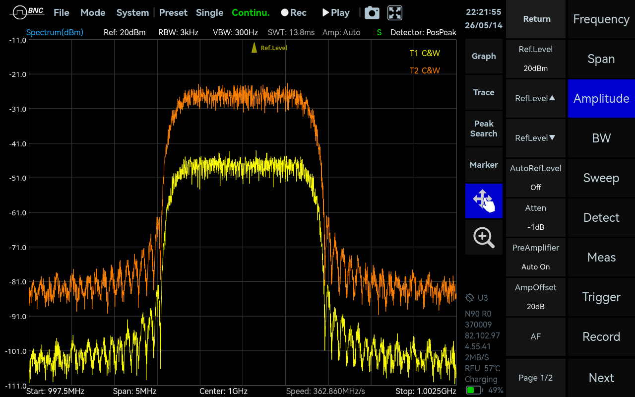 SpectraCore screenshot: Amplitude Offset.
